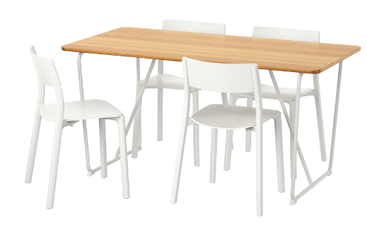5 piece kitchen breakfast set metal frame MDF top dining table and 4 padded chairs
